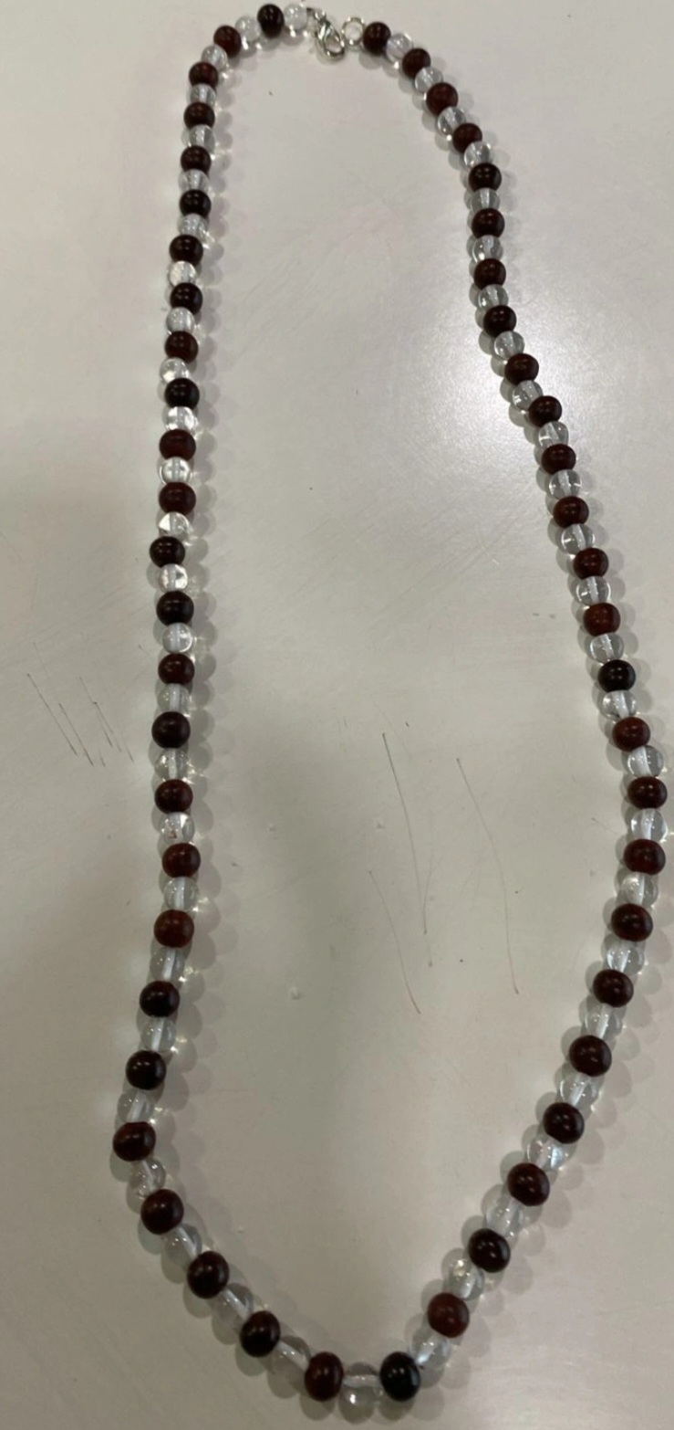 COMBO MALA ( WOODEN AND CLEAR QUARTZ 104 BEADS)